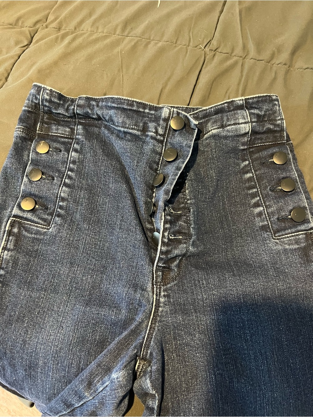 J Brand Dark Blue High-Waist Ankle Button-Front Jeans - Picture 5 of 6